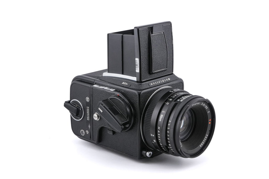 Hasselblad 501C (11045) + 80mm f2.8 Planar T* C (New) (20029) + A12N Film Magazine + Waist Level Finder (New / Black, 42323) + Acute Matte Focusing Screen (42165)