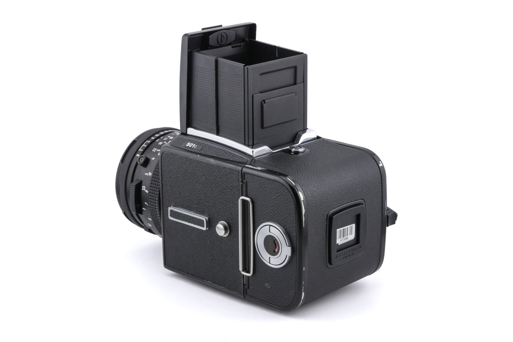 Hasselblad 501C (11045) + 80mm f2.8 Planar T* C (New) (20029) + A12N Film Magazine + Waist Level Finder (New / Black, 42323) + Acute Matte Focusing Screen (42165)