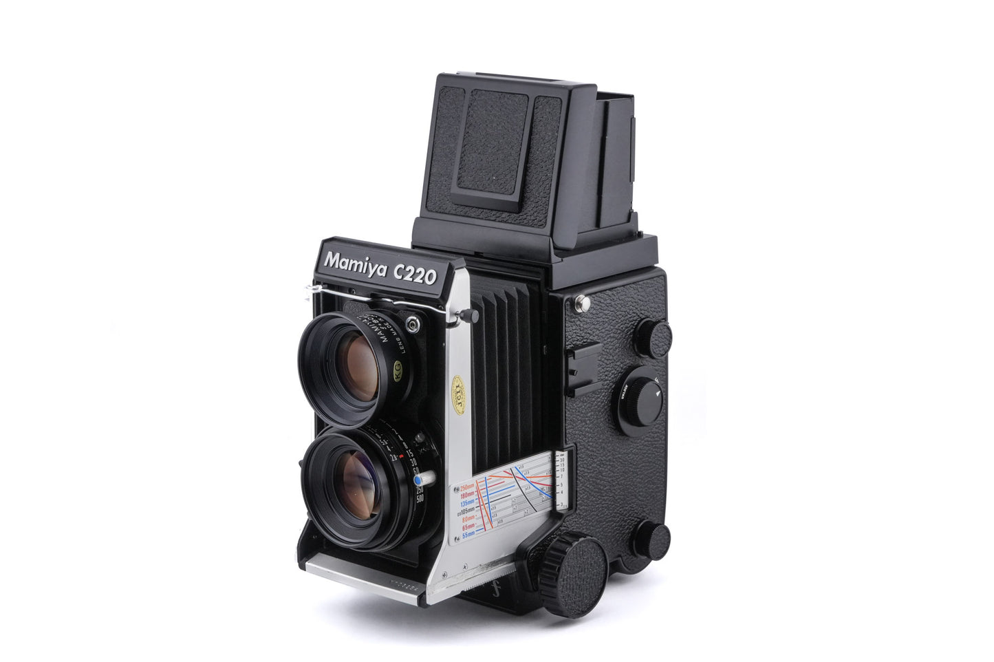 Mamiya C220 F + Waist Level Finder (New Version) + 80mm f2.8 Sekor (Blue Dot)