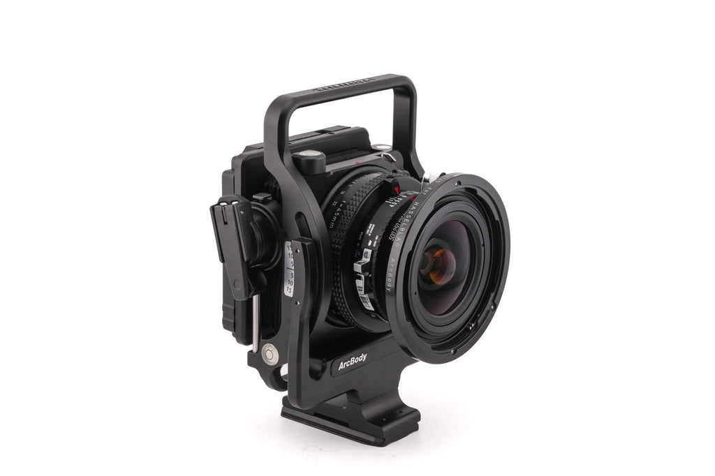 Hasselblad ArcBody (17015) + 45mm f4.5 APO-Grandagon (27045) + Focusing Screen Adapter Standard (41057) + Reflex Viewfinder RMFX (47070) + Small Correction Slide (47003) + Medium Correction Slide (47007) + Large Correction Slide (47011) + Cable Release (5