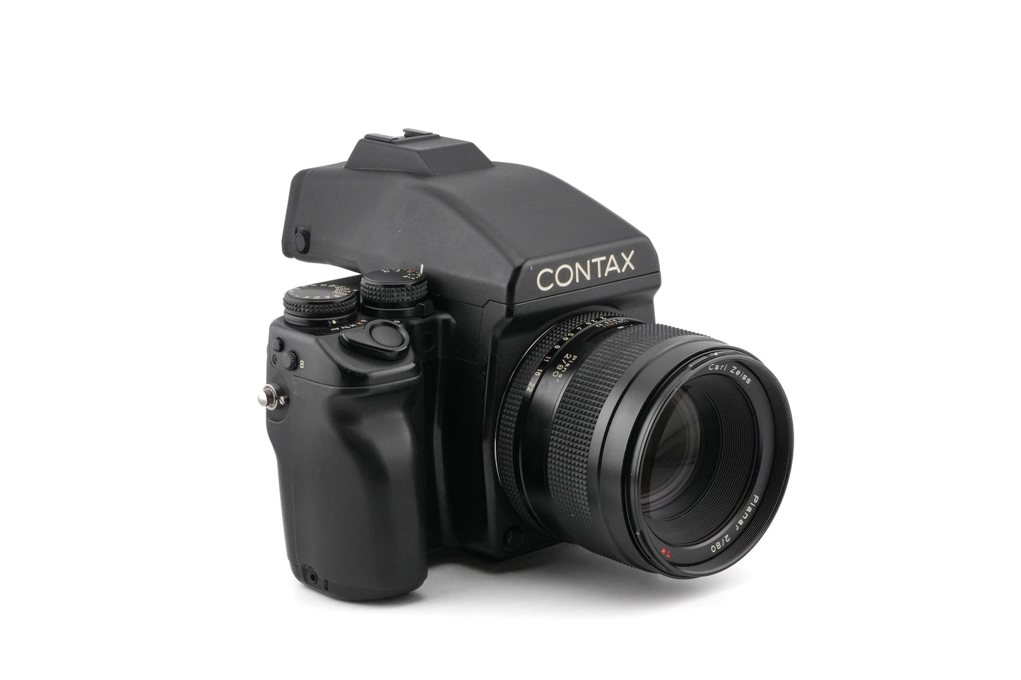 Contax 645 + MFB-1 120/220 Film Back Holder + MF-1 AE Prism Finder + 80mm f2 Planar T*