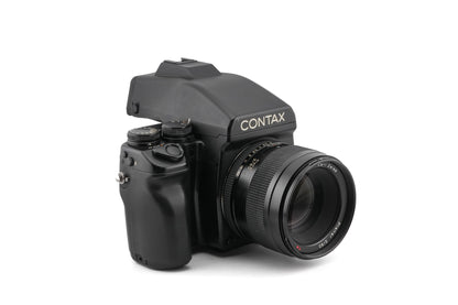 Contax 645 + MFB-1 120/220 Film Back Holder + MF-1 AE Prism Finder + 80mm f2 Planar T*