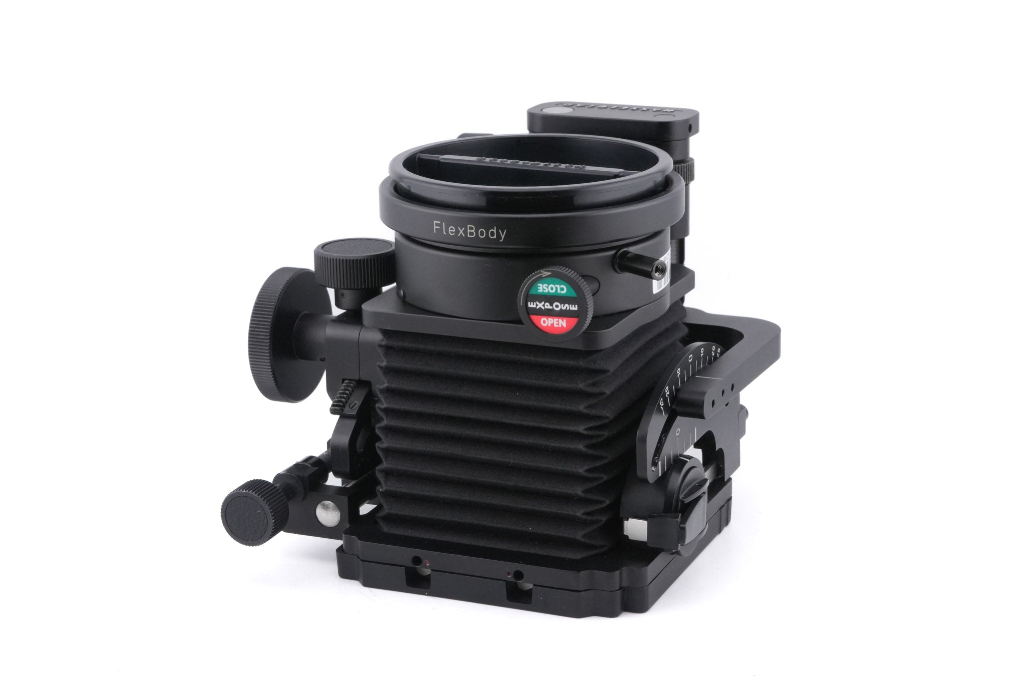 Hasselblad FlexBody (72109) + Focusing Screen Adapter (72405) + Stray Light Protection Slide (72411) + 20° Correction Slide (72415) + Cable Release (51694)