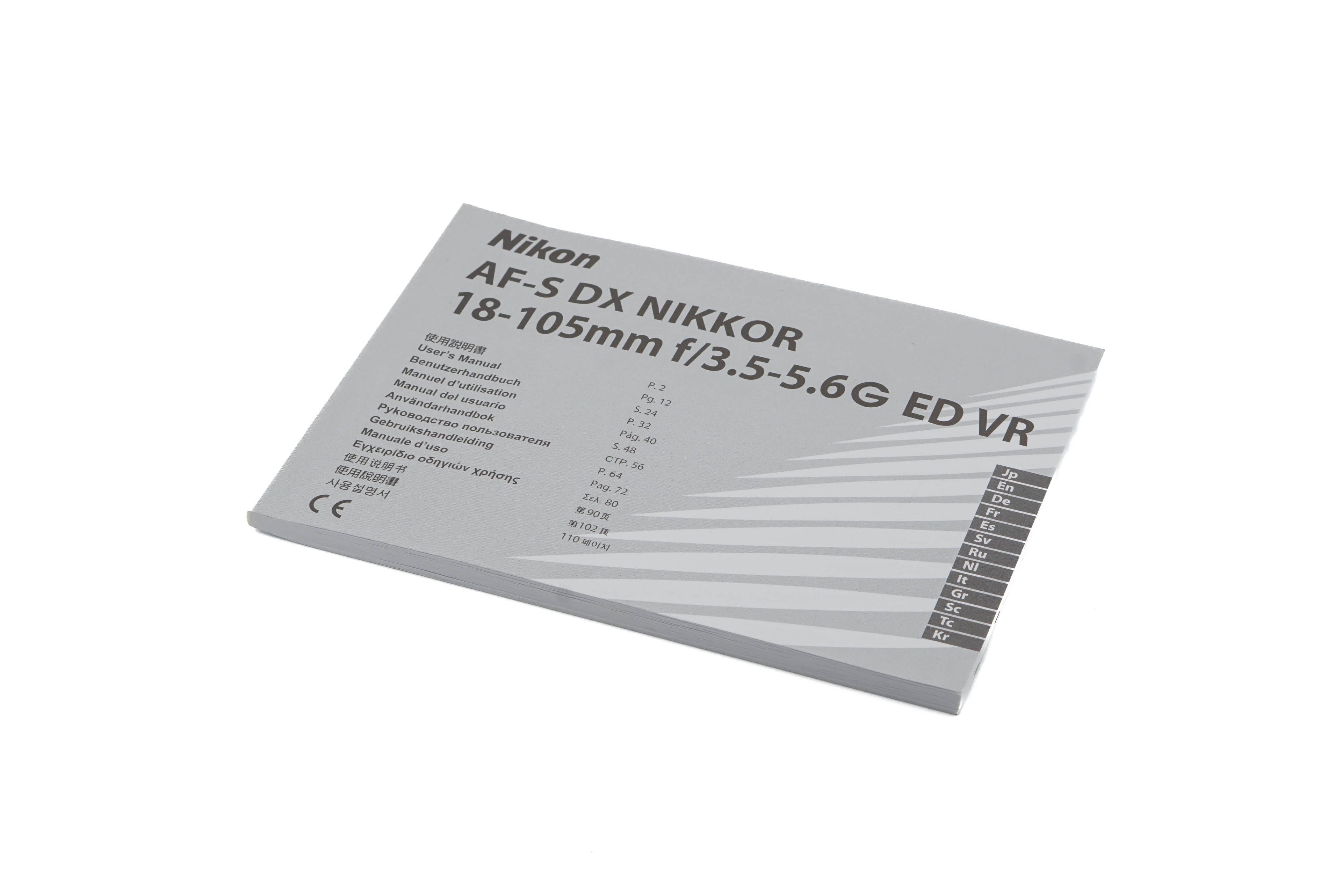 Nikon 18-105mm f3.5-5.6 AF-S Nikkor G ED VR Instructions - Accessory