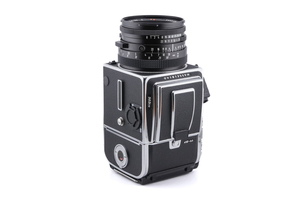 Hasselblad 503CW (Silver, 10243) + Waist Level Finder (New / Chrome, 42315) + Acute Matte D Standard Focusing Screen (42204) + A12N Film Magazine + 80mm f2.8 Planar T* C (New) (20029)