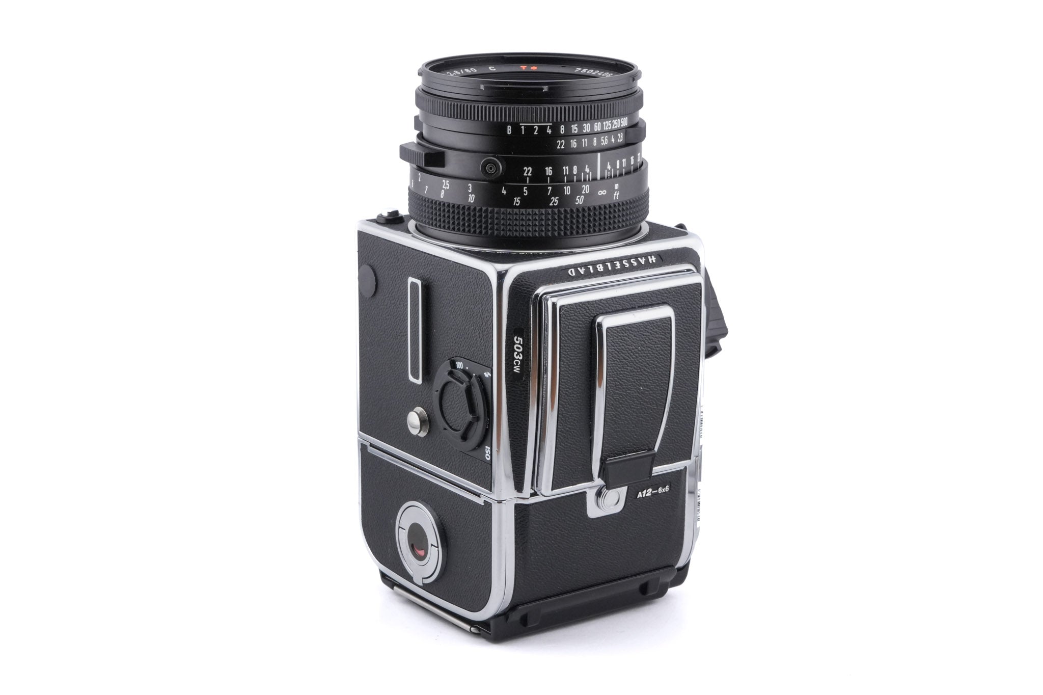 Hasselblad 503CW (Silver, 10243) + Waist Level Finder (New / Chrome, 42315) + Acute Matte D Standard Focusing Screen (42204) + A12N Film Magazine + 80mm f2.8 Planar T* C (New) (20029)