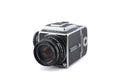 Hasselblad 500C/M (Silver, 10026) + A12 Film Magazine (Silver, 30074) + Waist Level Finder (New / Chrome, 42315) + Standard Focusing Screen (42161) + 80mm f2.8 Opton PL T*