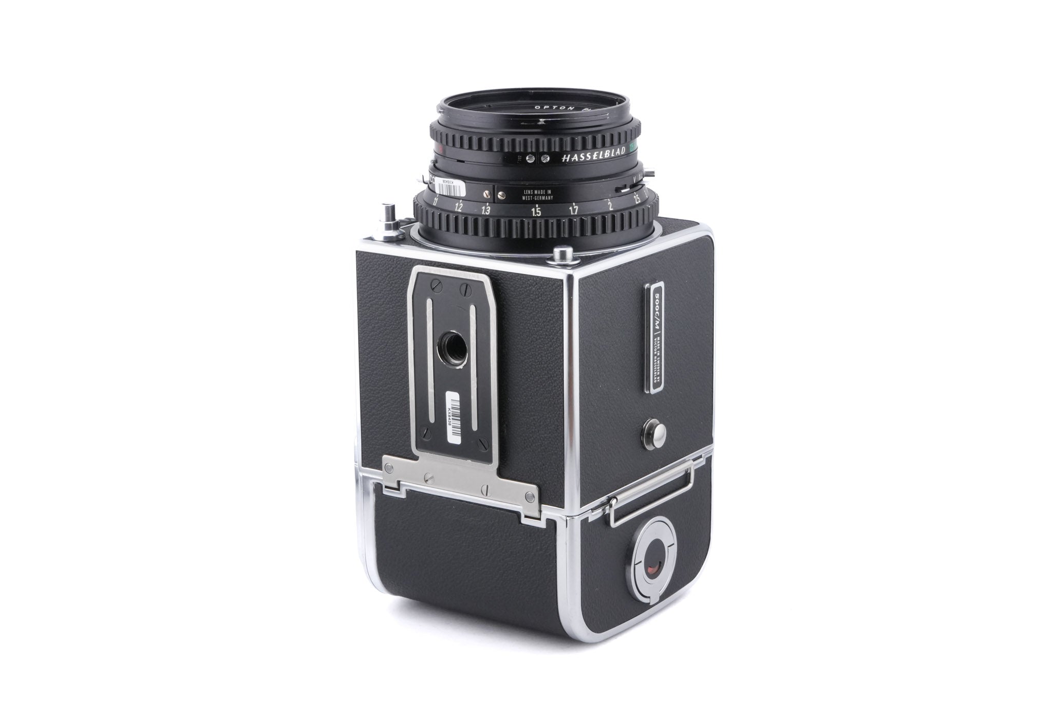 Hasselblad 500C/M (Silver, 10026) + A12 Film Magazine (Silver, 30074) + Waist Level Finder (New / Chrome, 42315) + Standard Focusing Screen (42161) + 80mm f2.8 Opton PL T*