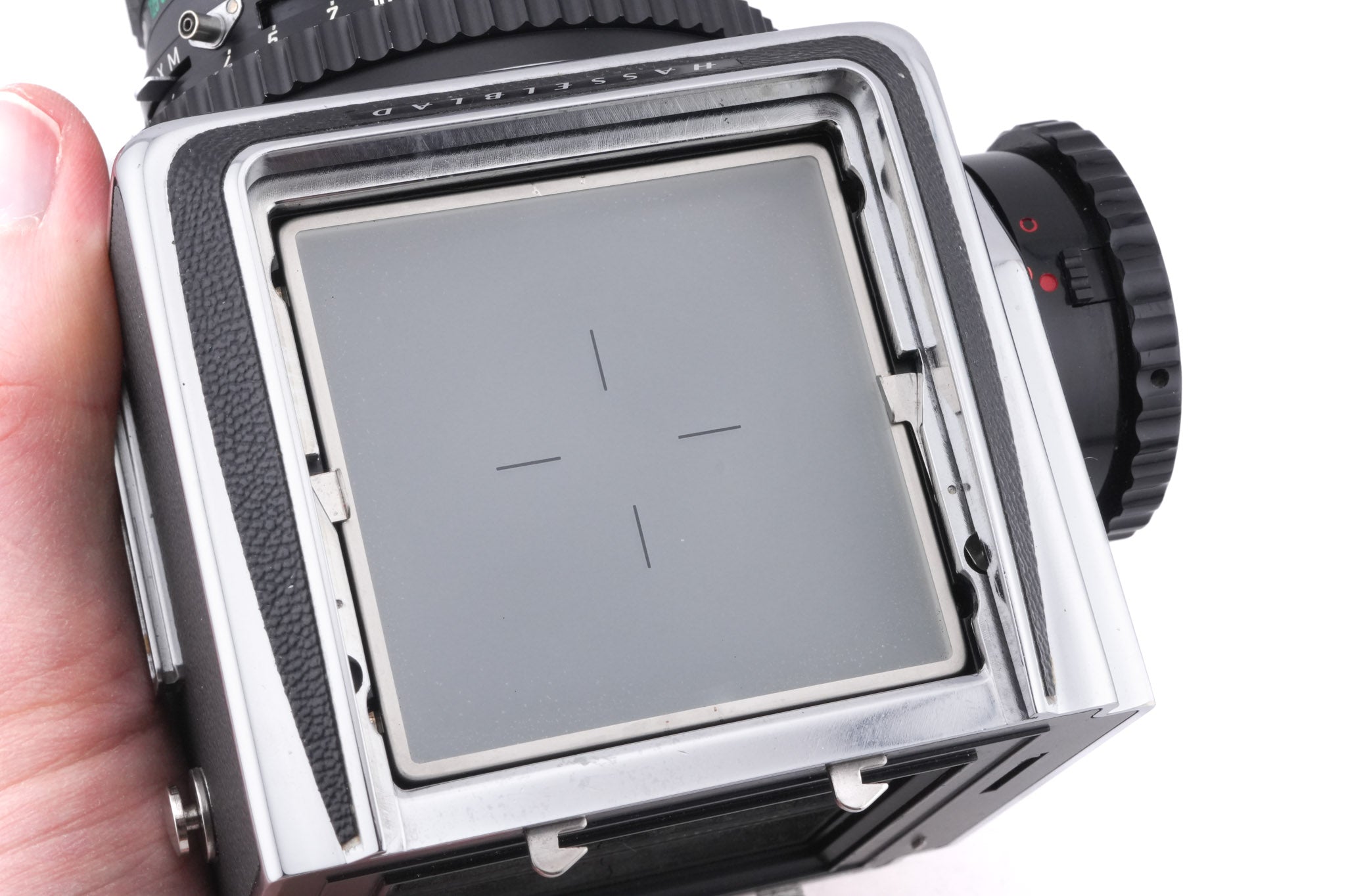 Hasselblad 500C/M (Silver, 10026) + A12 Film Magazine (Silver, 30074) + Waist Level Finder (New / Chrome, 42315) + Standard Focusing Screen (42161) + 80mm f2.8 Opton PL T*