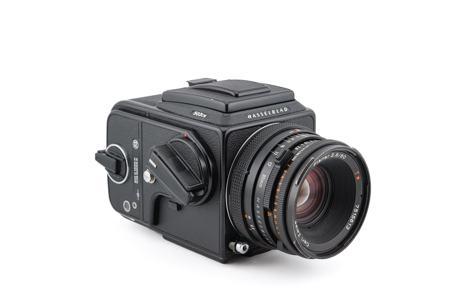 Hasselblad 503CW + A12N Film Magazine + 80mm f2.8 Planar T* CF + Waist Level Finder (New / 42323 Black)