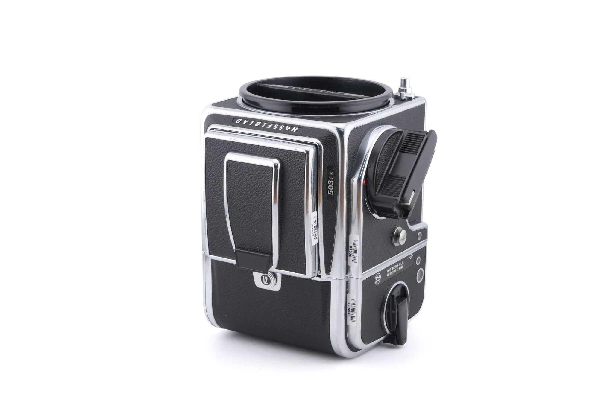 Hasselblad 503CX (Silver, 10026) + Acute Matte Focusing Screen (42165) + A12N Film Magazine + Waist Level Finder (New / Chrome, 42315)