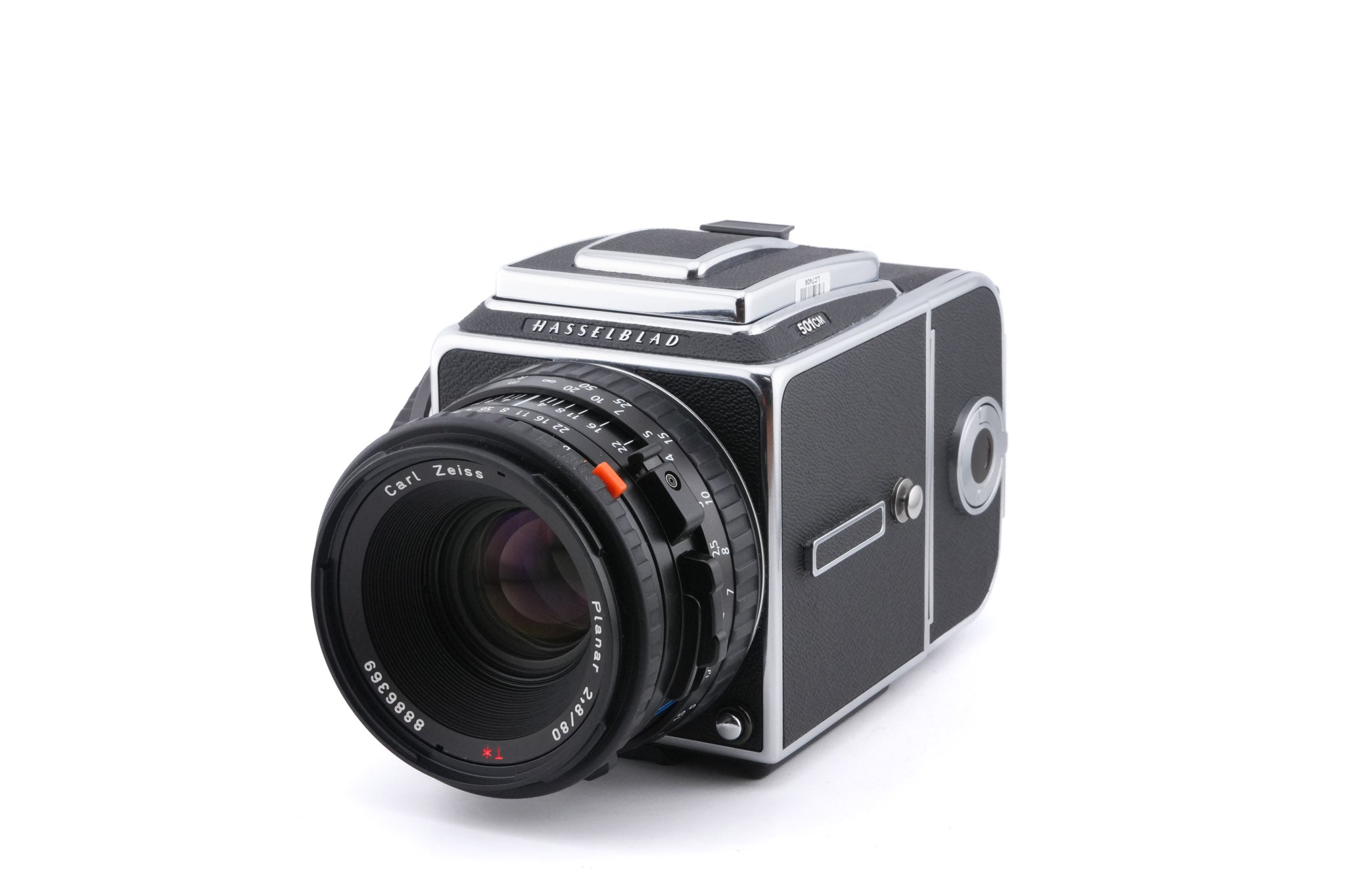 Hasselblad 501CM (Silver, 10238) + Waist Level Finder (New / Chrome, 42315) + 80mm f2.8 Planar T* CFE (20034) + A12N Film Magazine + Acute Matte D Microprism / Split Image Focusing Screen (42215)