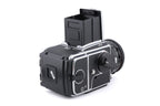 Hasselblad 501CM (Silver, 10238) + Waist Level Finder (New / Chrome, 42315) + 80mm f2.8 Planar T* CFE (20034) + A12N Film Magazine + Acute Matte D Microprism / Split Image Focusing Screen (42215)