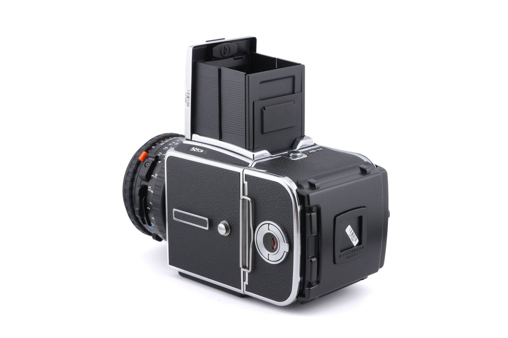 Hasselblad 501CM (Silver, 10238) + Waist Level Finder (New / Chrome, 42315) + 80mm f2.8 Planar T* CFE (20034) + A12N Film Magazine + Acute Matte D Microprism / Split Image Focusing Screen (42215)