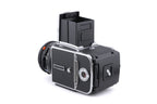 Hasselblad 501CM (Silver, 10238) + Waist Level Finder (New / Chrome, 42315) + 80mm f2.8 Planar T* CFE (20034) + A12N Film Magazine + Acute Matte D Microprism / Split Image Focusing Screen (42215)