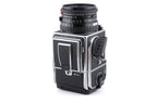 Hasselblad 501CM (Silver, 10238) + Waist Level Finder (New / Chrome, 42315) + 80mm f2.8 Planar T* CFE (20034) + A12N Film Magazine + Acute Matte D Microprism / Split Image Focusing Screen (42215)