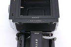 Hasselblad 501CM (Silver, 10238) + Waist Level Finder (New / Chrome, 42315) + 80mm f2.8 Planar T* CFE (20034) + A12N Film Magazine + Acute Matte D Microprism / Split Image Focusing Screen (42215)