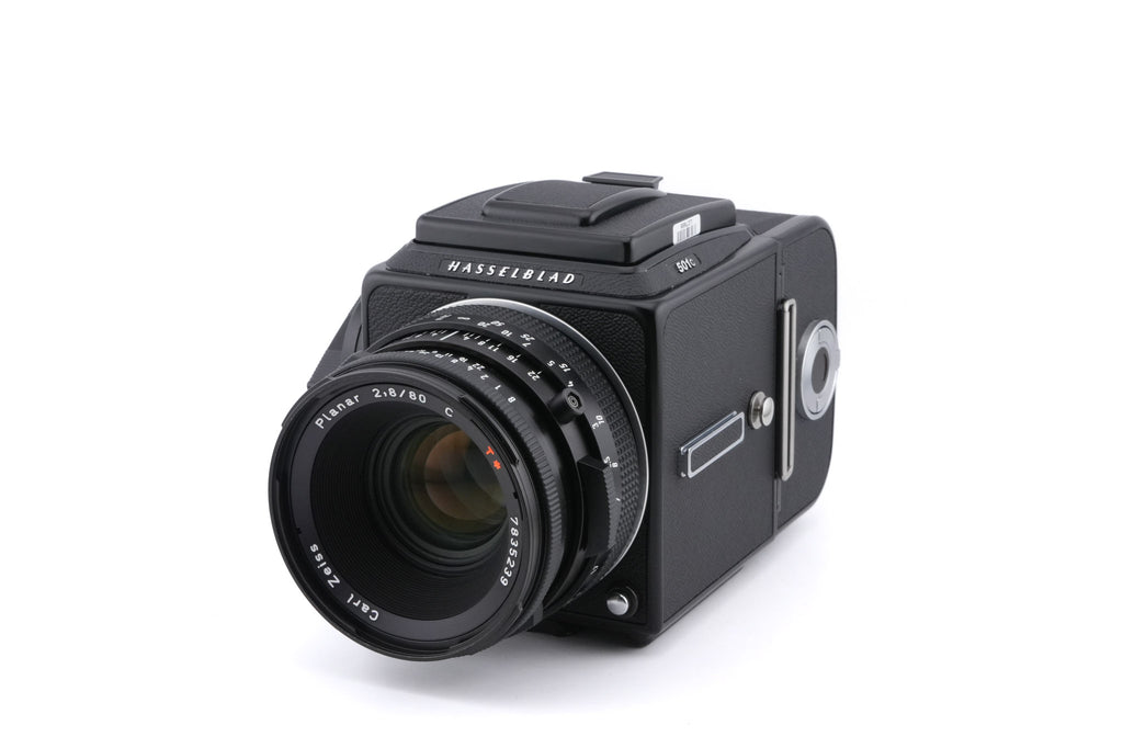 Hasselblad 501C (11045) + Waist Level Finder (New / Black, 42323) + A12N Film Magazine + 80mm f2.8 Planar T* C (New) (20029) + Acute Matte D Standard Focusing Screen (42204)