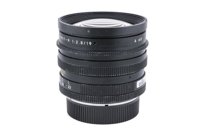 Leica 19mm f2.8 Elmarit-R (Type II) (3-Cam) (11258) + SIMple Fit Follow Focus Gear (Medium) + Leica R - Canon EF Mount Adapter (6-Hole) + Lens Hood (12546) + 80/85mm O.D. Simring (Leica R 19mm f2.8 VII)