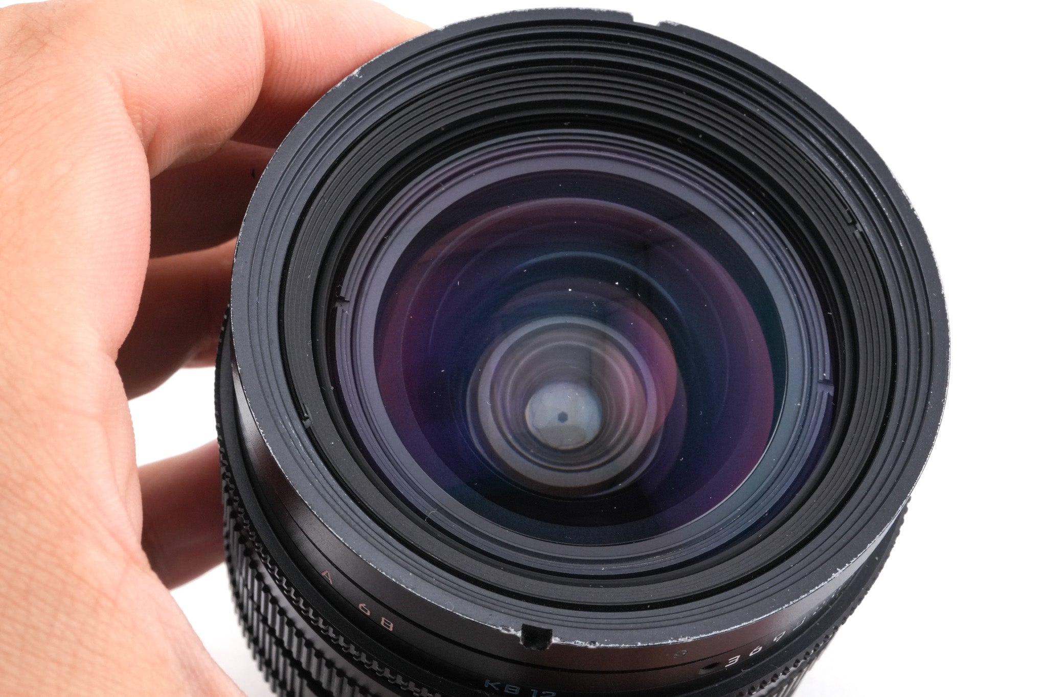 Leica 19mm f2.8 Elmarit-R (Type II) (3-Cam) (11258) + SIMple Fit Follow Focus Gear (Medium) + Leica R - Canon EF Mount Adapter (6-Hole) + Lens Hood (19mm f2.8 R) (12546) + 80/85mm O.D. Simring (Leica R 19mm f2.8 VII)