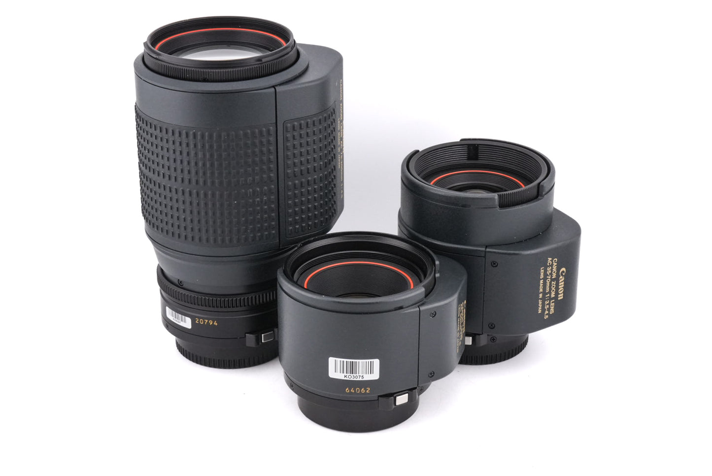 Canon T80 + 50mm f1.8 AC + 35-70mm f3.5-4.5 AC + 75-200mm f4.5 AC