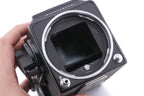 Hasselblad 500C/M (Black, 10170) + 80mm f2.8 Planar T* C (Black, 20028) + A12 Film Magazine (Black, 30147) + Waist Level Finder (Old / Black, 42277) + Acute Matte Focusing Screen (42165)