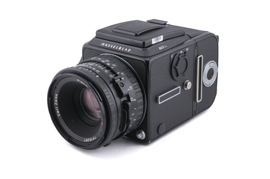 Hasselblad 503CX (10026 / 10172) + 80mm f2.8 Planar T* CB + A12 Film Magazine (Black, 30147) + Waist Level Finder (New / Black, 42323) + Acute Matte Focusing Screen (42165)