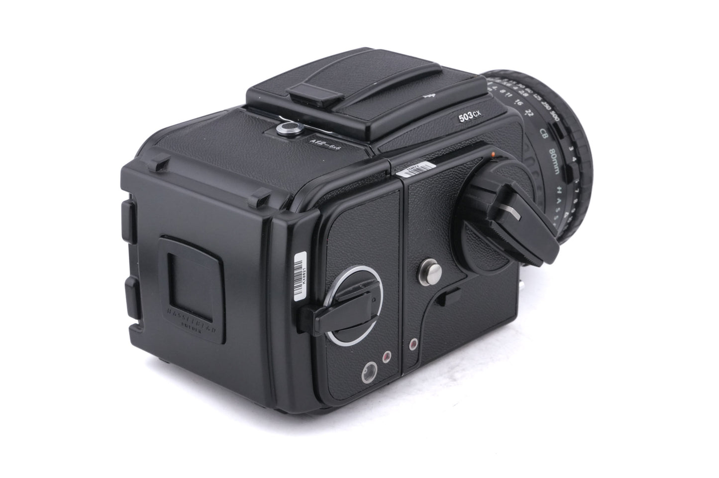 Hasselblad 503CX (10026 / 10172) + 80mm f2.8 Planar T* CB + A12 Film Magazine (Black, 30147) + Waist Level Finder (New / Black, 42323) + Acute Matte Focusing Screen (42165)