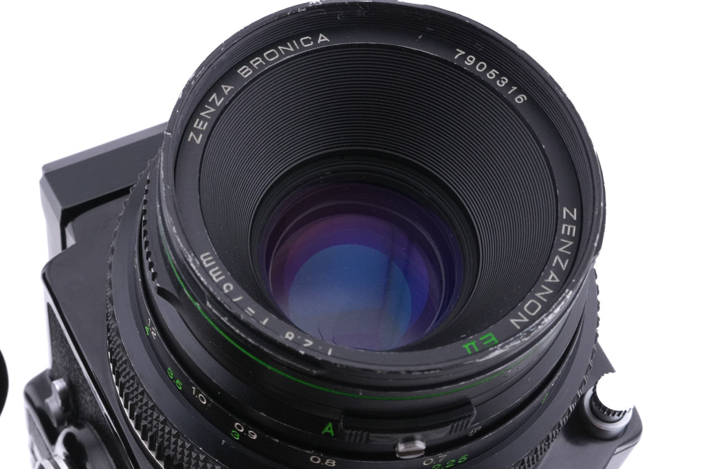 Zenza Bronica ETRS + 75mm f2.8 Zenzanon EII + Waist Level Finder + Speed Grip-E Winder + 120 Film Back