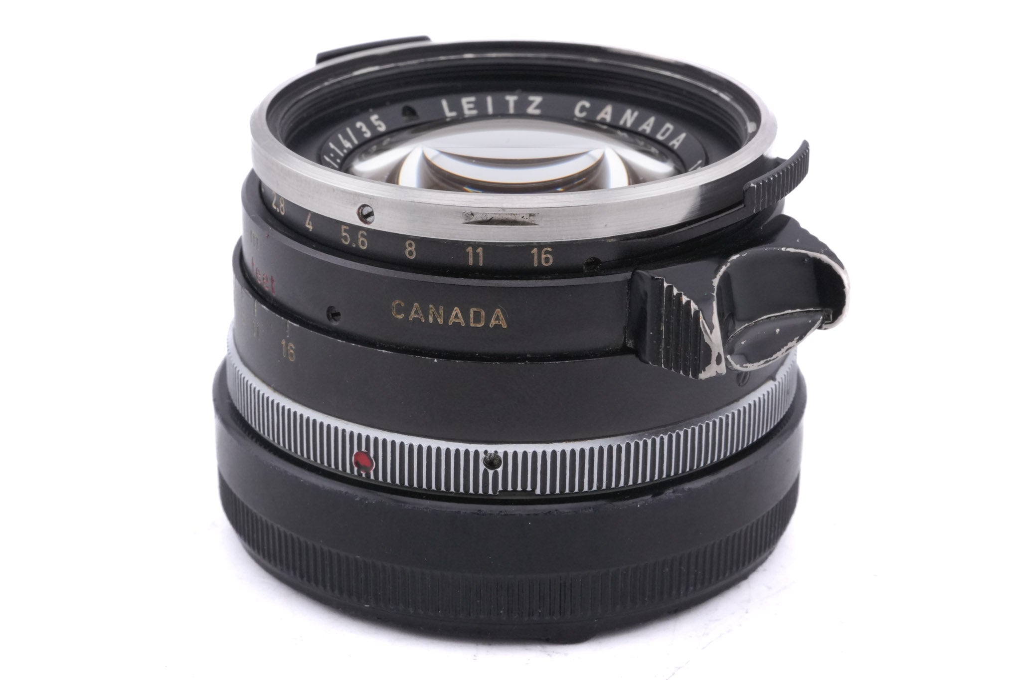 Leica 35mm f1.4 Summilux (Type I, Steel Rim) (Black, 11869) + Lens Hood (35mm f1.4) (OLLUX)