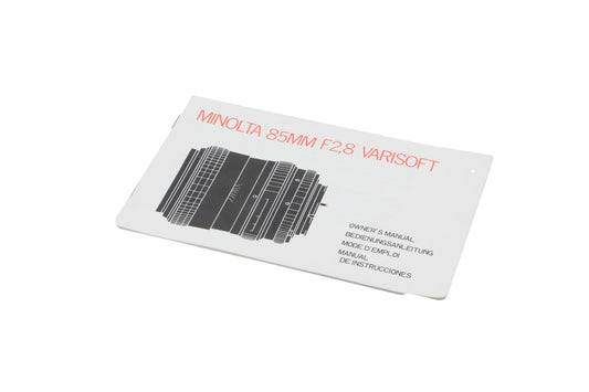 Minolta 85mm f2.8 Varisoft Rokkor Instructions - Accessory
