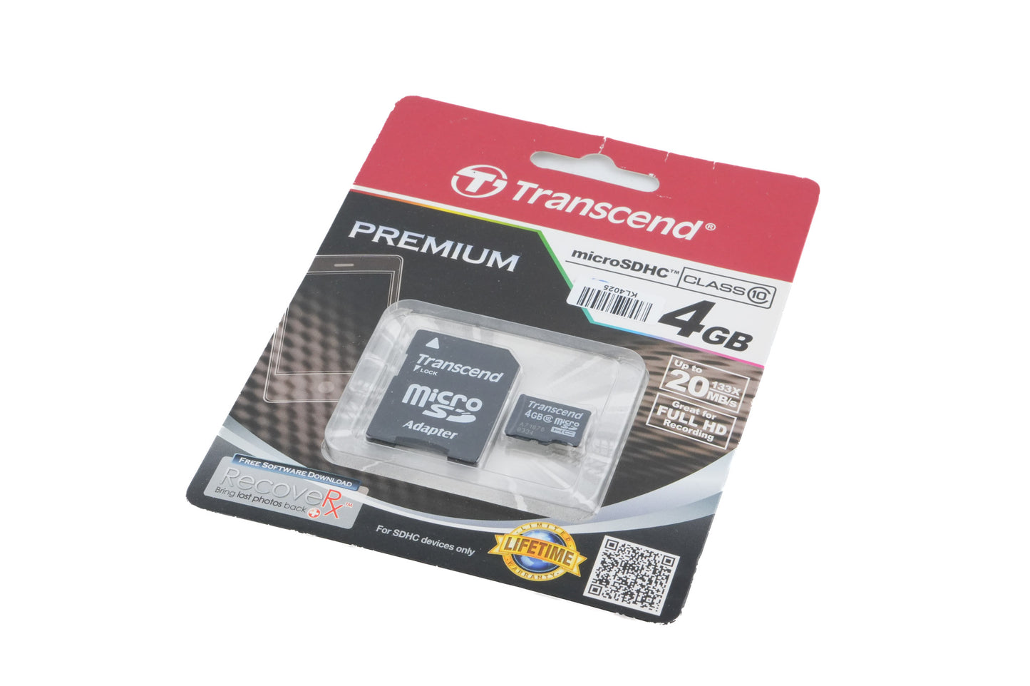 Transcend 4 GB Micro SDHC Memory Card & SD Adapter