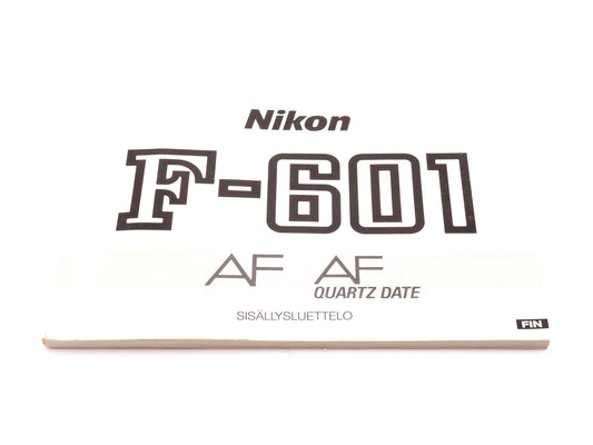 Nikon F-601 AF/AF Quartz Date Instructions