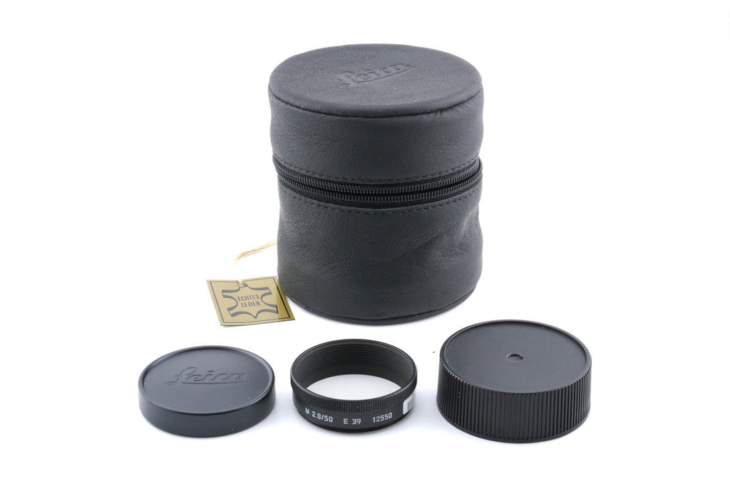 Leica 50mm f2.8 Elmar-M (Black, 11831) + Lens Hood (50mm f2.8 Elmar-M, Black) (12550)