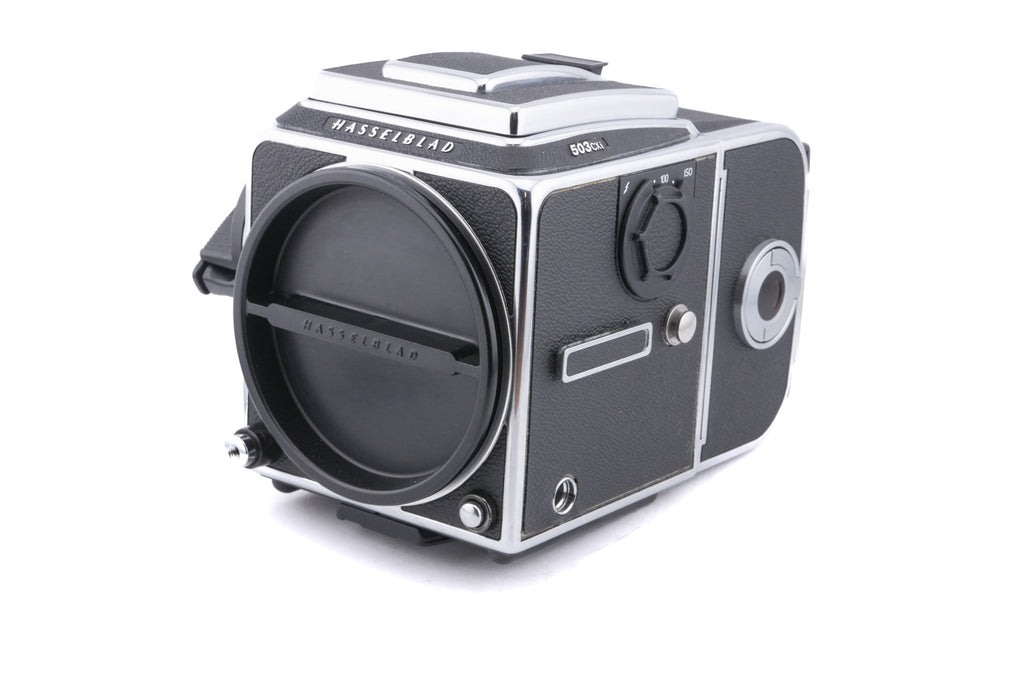 Hasselblad 503CXi (Silver, 10026) + A12N Film Magazine + Waist Level Finder (New / Chrome, 42315) + Acute Matte Focusing Screen (42165)