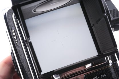 Hasselblad 503CXi (10026 / 10172) + A12N Film Magazine + Waist Level Finder (New / Chrome, 42315) + Acute Matte Focusing Screen (42165)