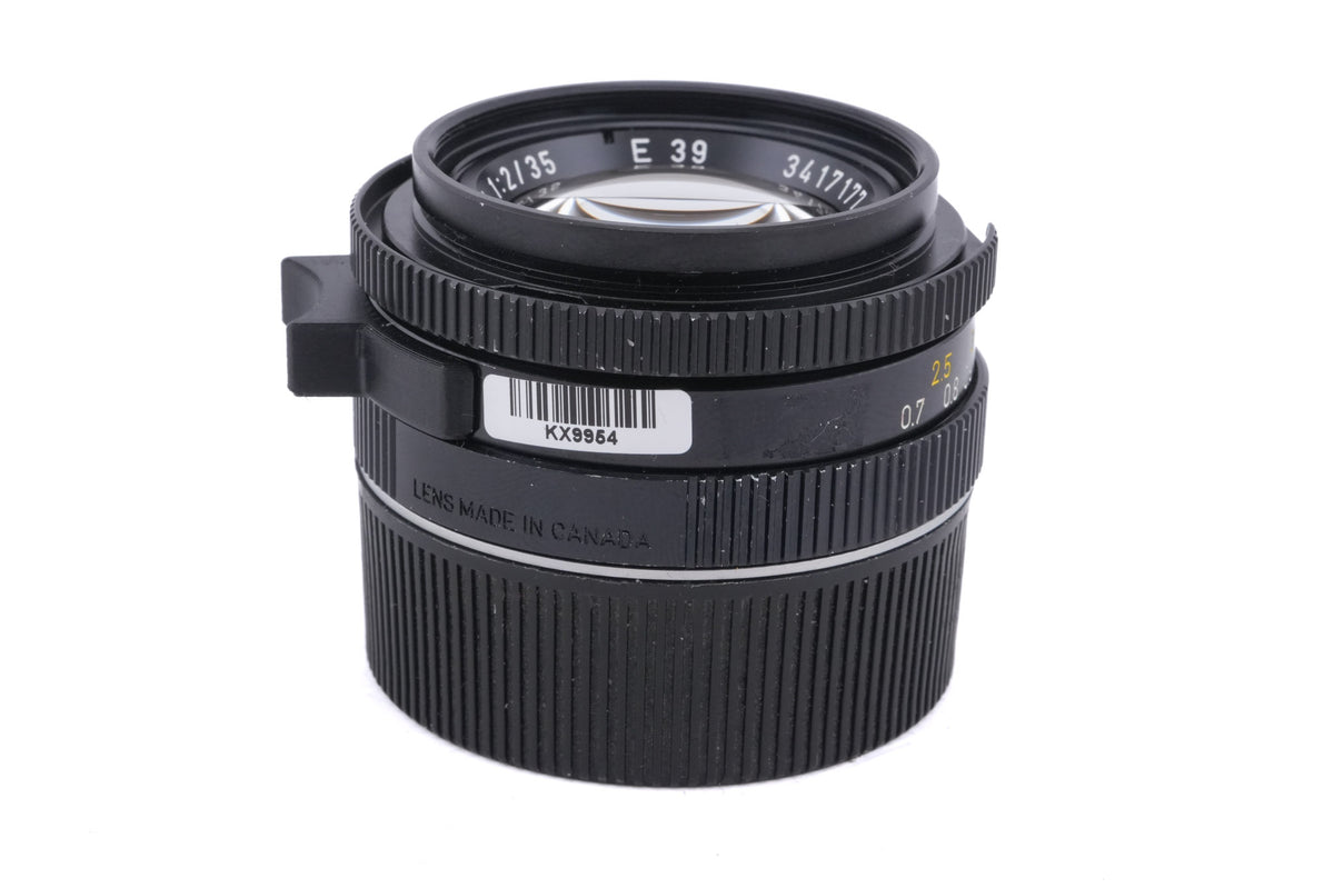 Leica 35mm f2 Summicron-M (Type IV) (Black, 11310) + Lens Hood M2/35 (12524)