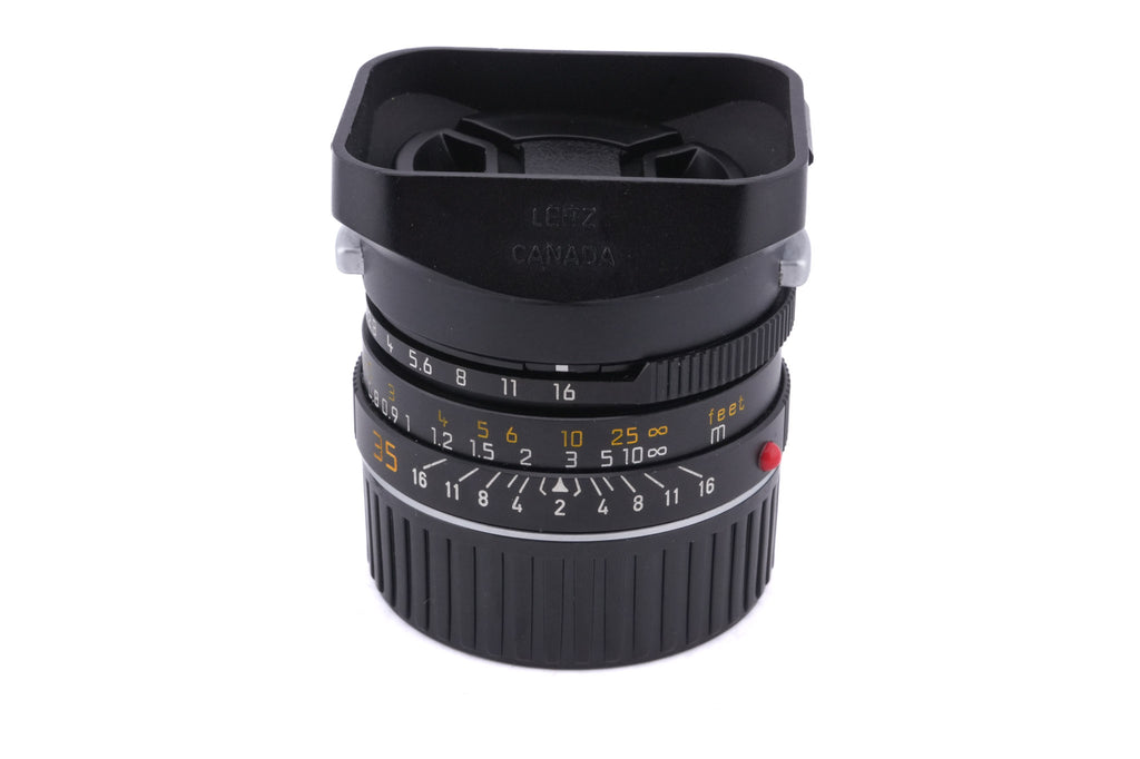 Leica 35mm f2 Summicron-M (Type IV) (Black, 11310) + Lens Hood M2/35 (12524)