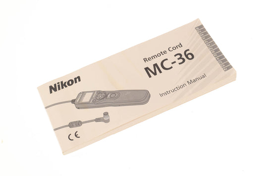 Nikon MC-36 Remote Cord Instruction Manual