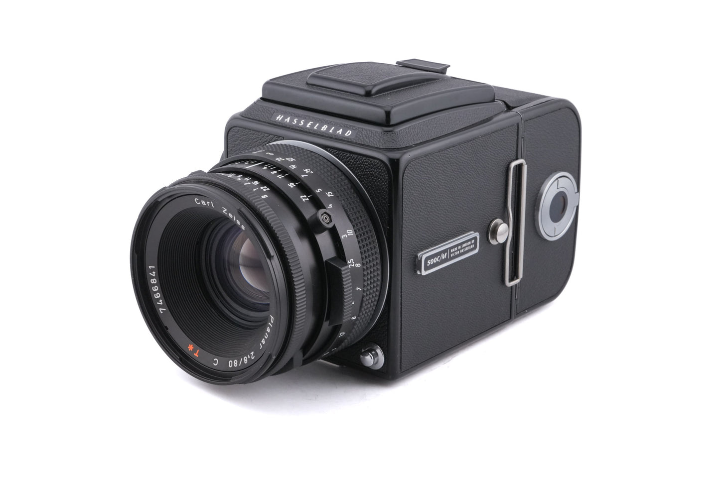 Hasselblad 500C/M (Black, 10170) + 80mm f2.8 Planar New C T* + Waist Level Finder (New / Black, 42323) + A12 Film Magazine (Black, 30147)