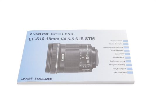 Canon 10-18mm f4.5-5.6 IS STM Instructions