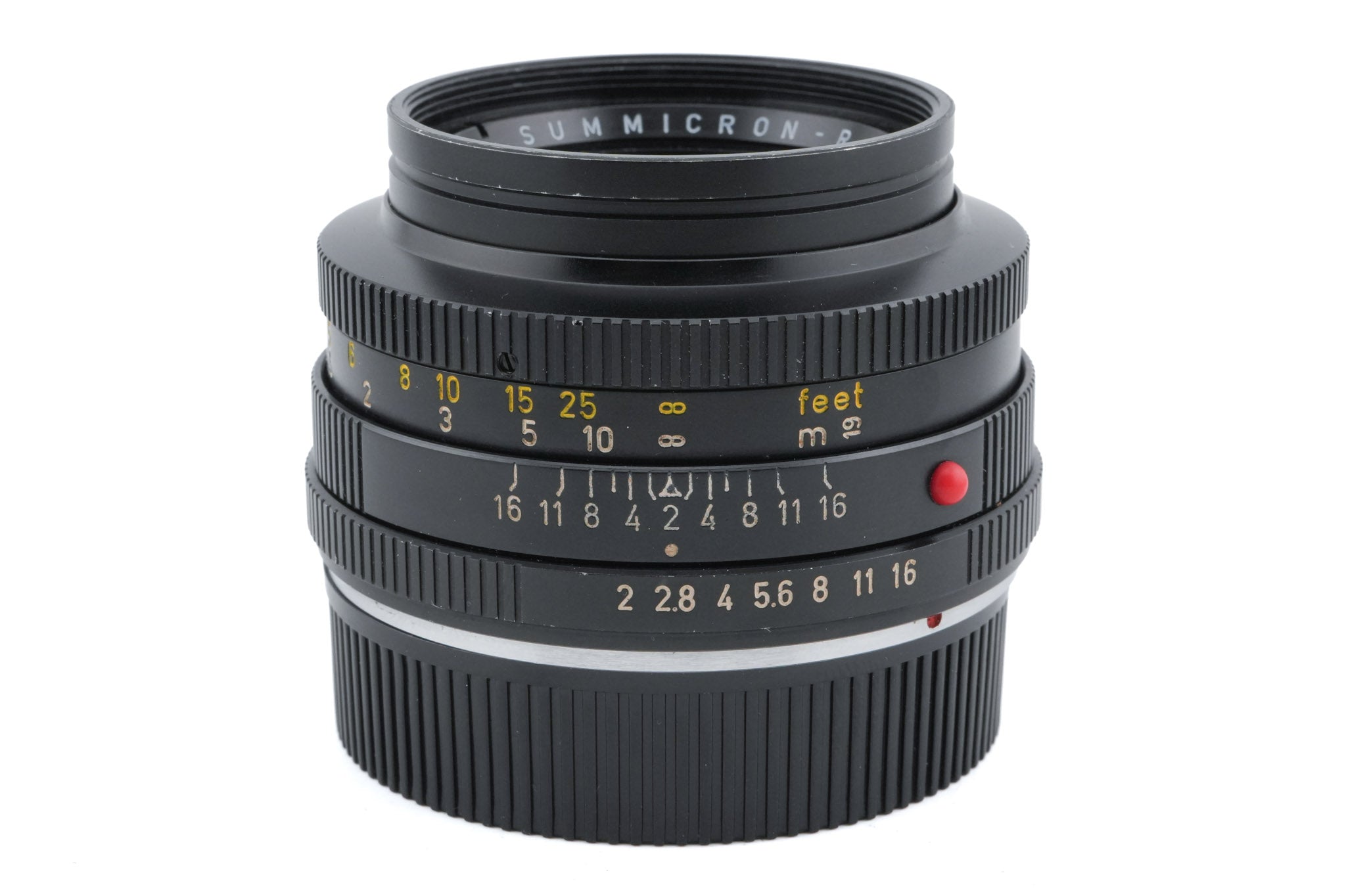 Leica 50mm f2 Summicron-R (Type I) (1-Cam) (11218) + Lens Hood (35mm f2.8 R / 50mm f2 R) (12564)