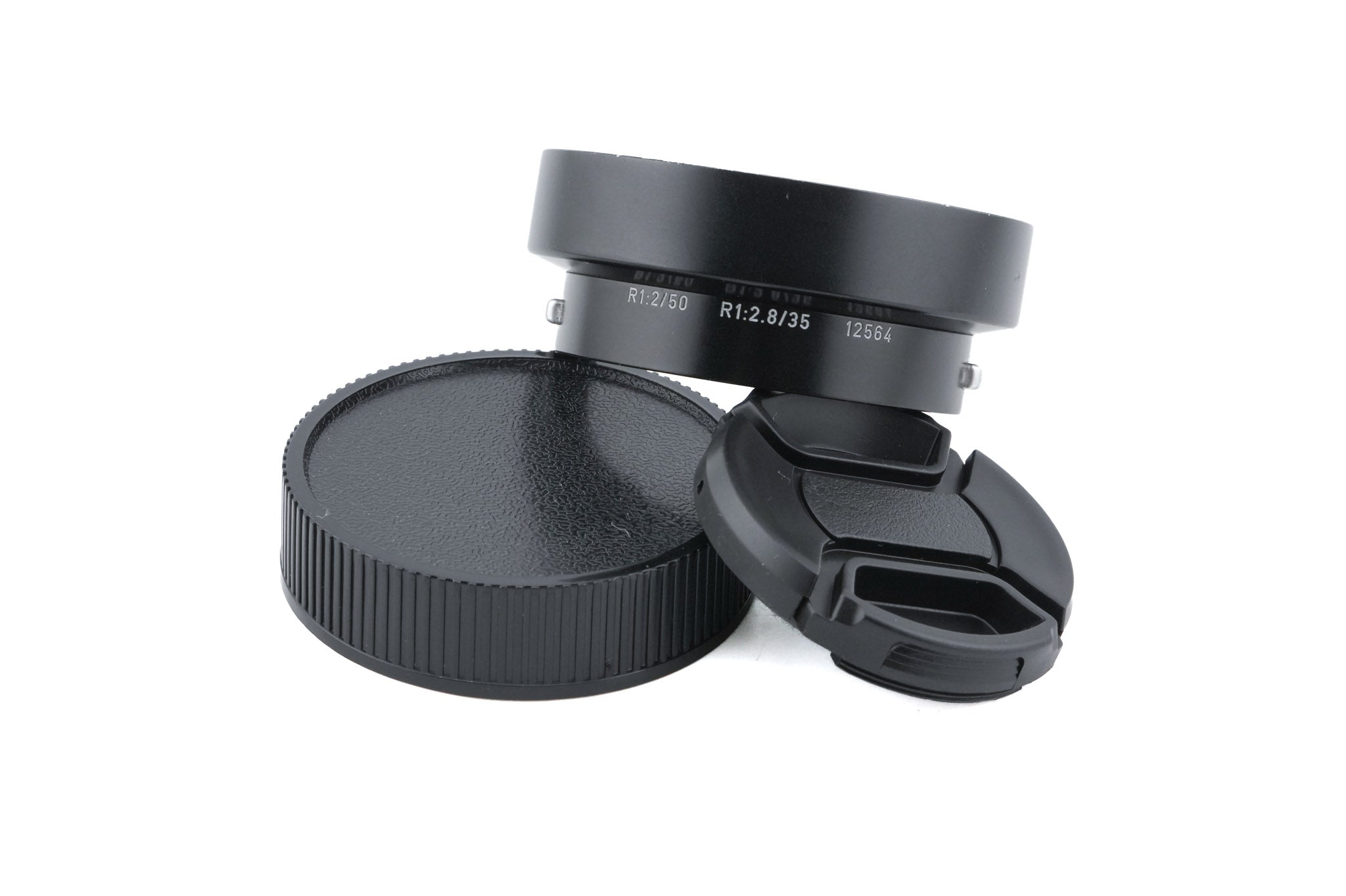 Leica 50mm f2 Summicron-R (Type I) (1-Cam) (11218) + Lens Hood (35mm f2.8 R / 50mm f2 R) (12564)