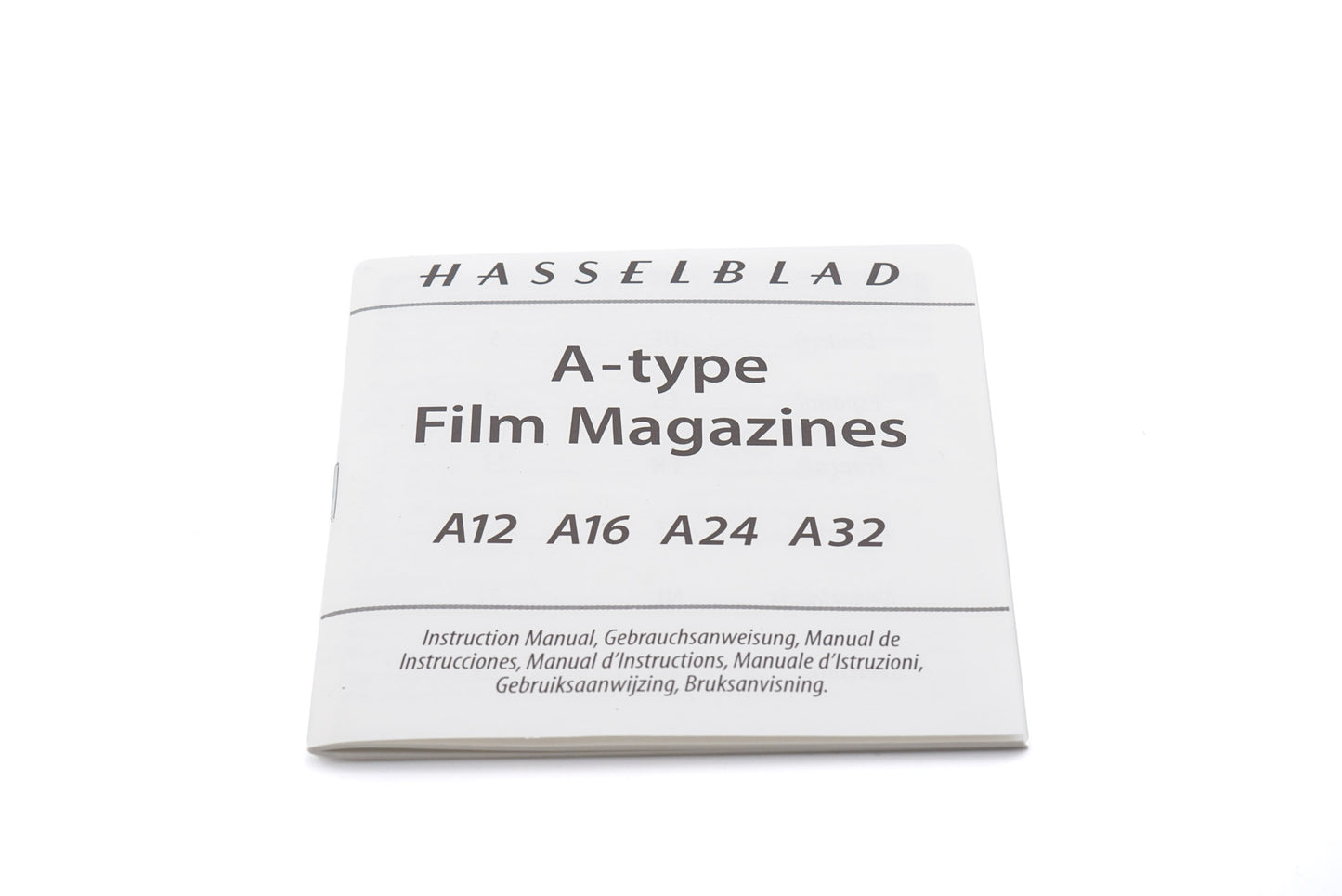 Hasselblad A12/A16/A24/A32 Film Magazine Instructions