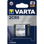 A battery in package on a white background. Varta 2CR5 6V.