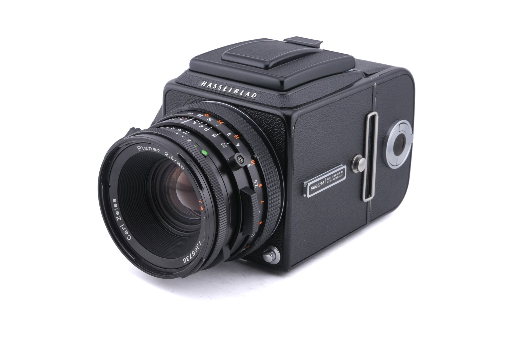 Hasselblad 500C/M (Black, 10170) + 80mm f2.8 Planar T* CF (20029) + Waist Level Finder (New / Black, 42323) + A12 Film Magazine (Black, 30147) + Standard Focusing Screen (42161)