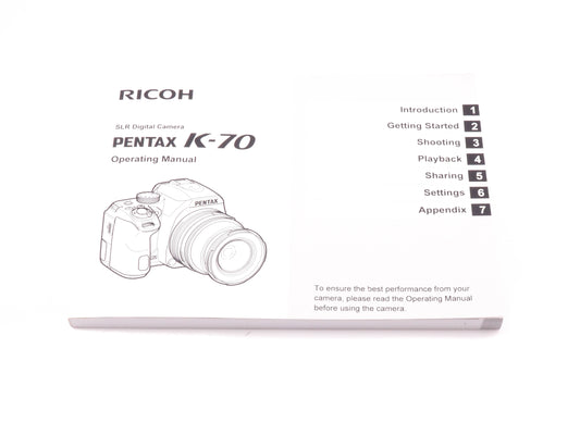 Ricoh Pentax K-70 Instructions