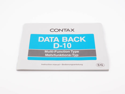 Contax Data Back D-10 Instructions