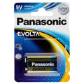 A battery in a package on a white background. Panasonic 6LR61 9V.