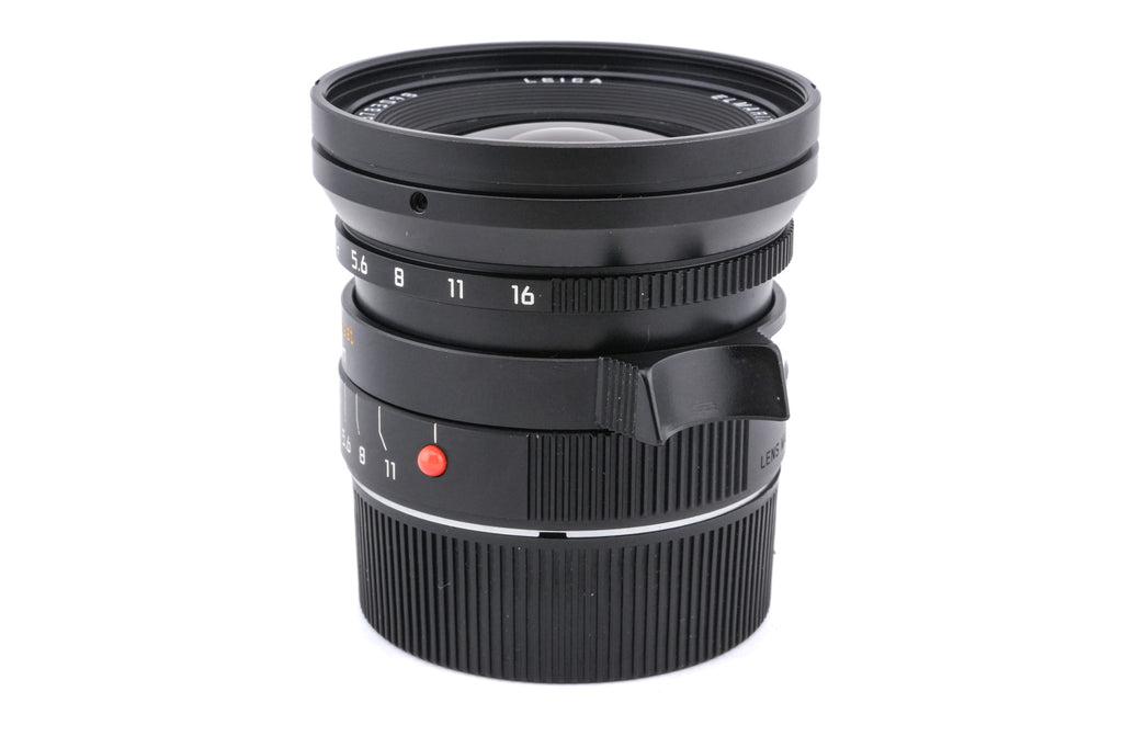 Leica 24mm f2.8 Elmarit-M ASPH. (Black, 11878) + Lens Hood (21mm f2.8 / 24mm f2.8 / 28-35-50mm f4) (12592)